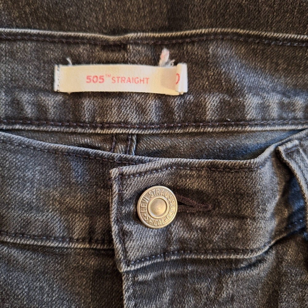 Levis 505 Straight Leg Black Jeans Sz 30 Tall *D7 - Picture 5 of 7